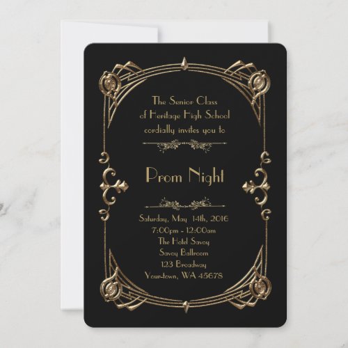 Prom Night Empire style Melted gold black Invitation