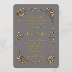 Prom Night Empire style, Melted gold, grey Invitation