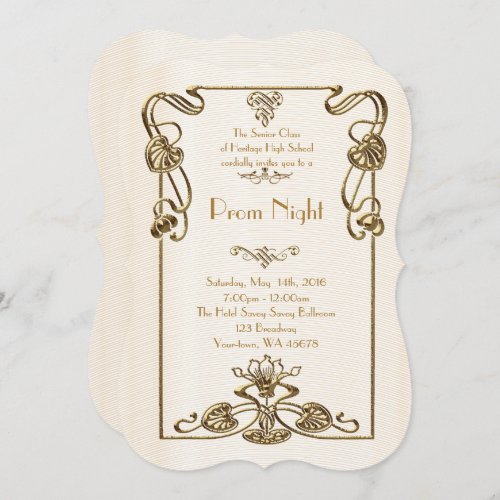 Prom Night Empire style Melted gold white Invitation