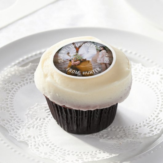 Prom or HOCO Proposal Photo Cupcake Promposal Idea Edible Frosting Rounds (Cupcake)