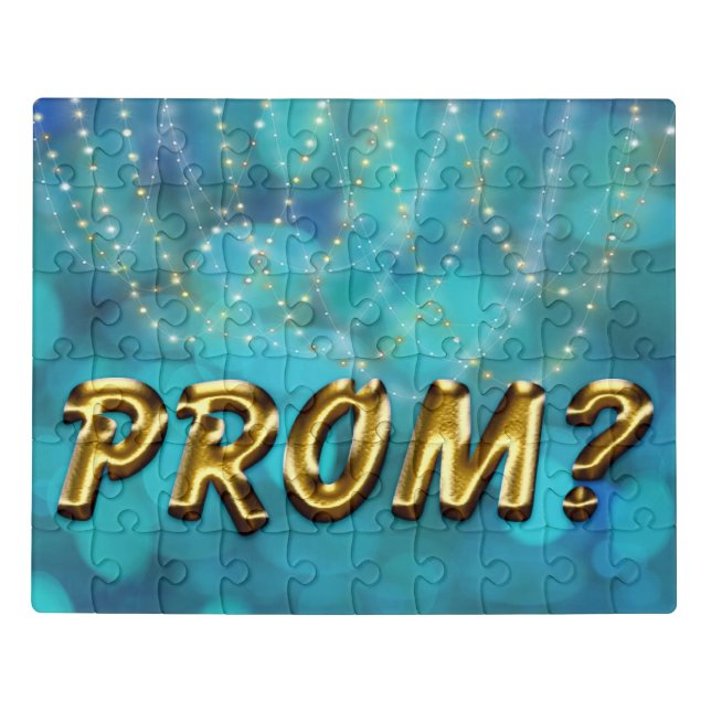 Prom? Promposal Faux Gold Twinkle Lights Jigsaw Puzzle (Puzzle Horizontal)