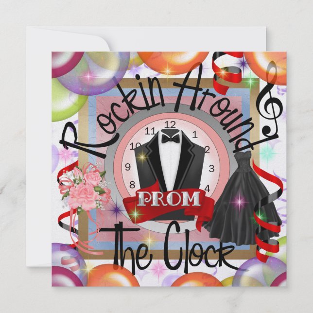 PROM Rockin' Around the Clock Party - SRF Invitation (Front)