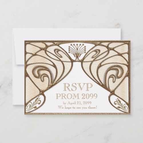 PROM RSVP Great Gatsby gold on white RSVP Card