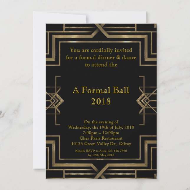 Prom senior formal, great Gatsby style Invitation (Front)