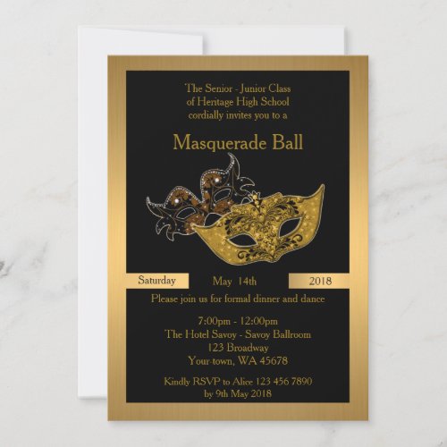 Prom Senior_Junior black masquerade ball mask Invitation