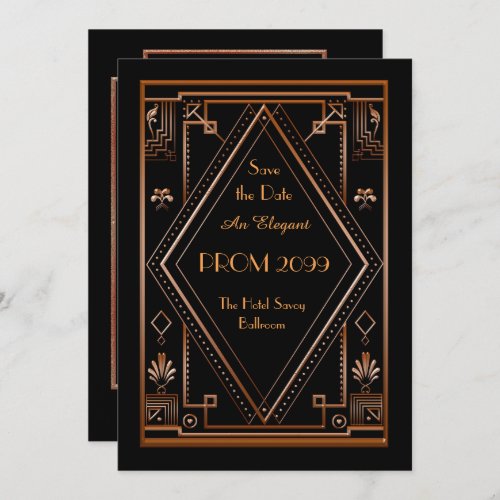 Prom Senior_Junior Black Pink Gold Art Deco Invitation