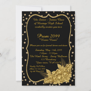 Prom Senior-Junior, confetti, 1920s black gold Invitation