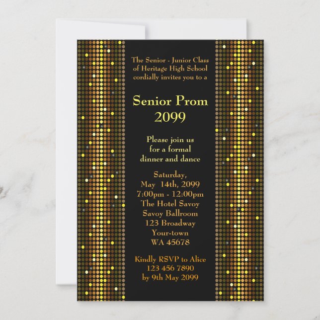 Prom senior junior,Disco,Gatsby style,column light Invitation (Front)