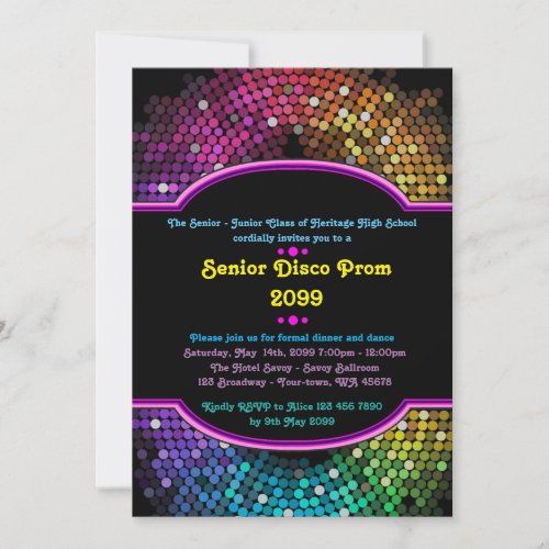 Prom senior junior DiscoGatsby styleDisco light Invitation