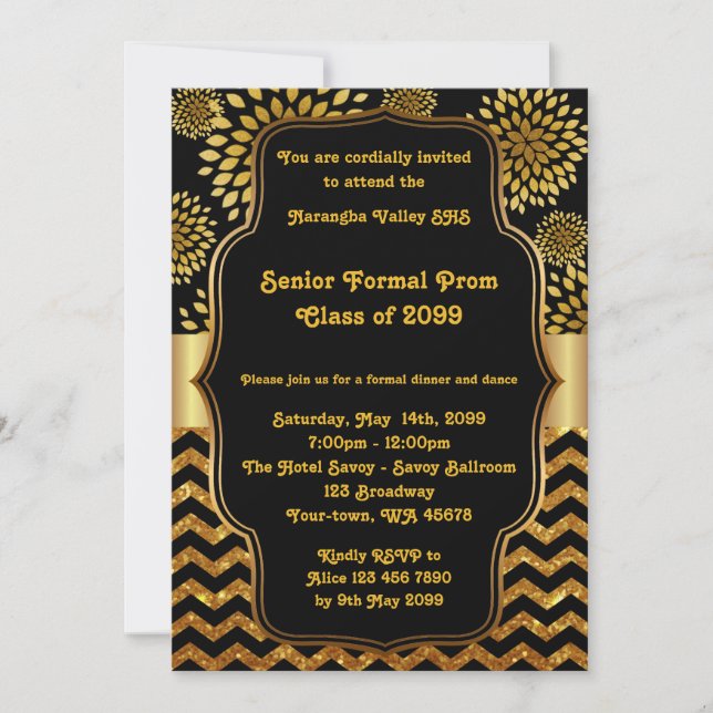 Prom senior junior, Gatsby style, art-deco,chevron Invitation (Front)