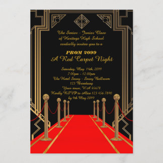 Prom Senior-Junior, Gatsby style, Red Carpet Night Invitation