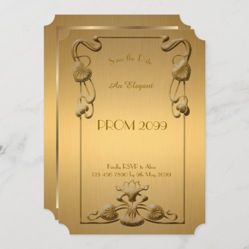 Prom Senior_Junior Gold x Gold GeometricArt Deco Invitation