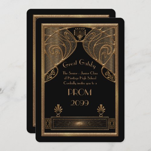 Prom Senior_Junior Great Gatsby gold black Invitation