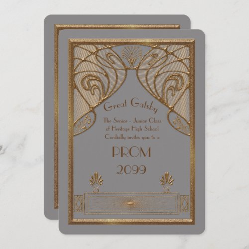 Prom Senior_Junior Great Gatsby gold grey A Invitation