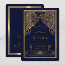 Prom Senior-Junior, Navy, Gold Geometric,Art Deco