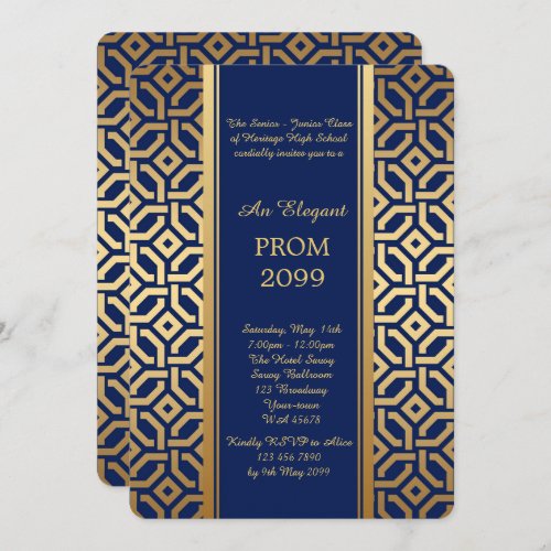 Prom Senior_Junior Navy Gold Geometric Invitation