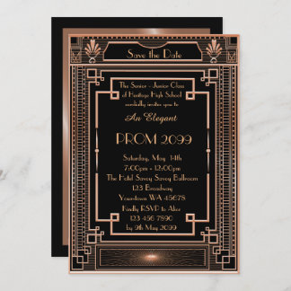 Prom Senior-Junior, white Gold Geometric Emperor Invitation