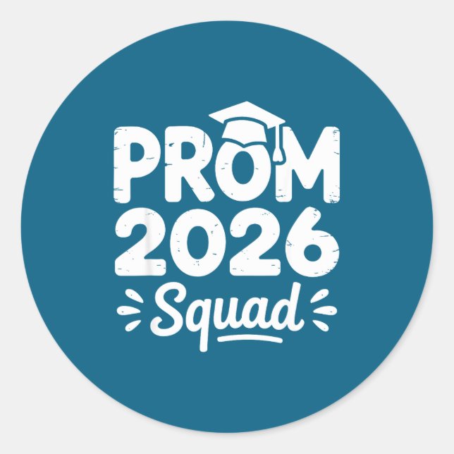 Prom Squad 2026 Graduate Funny Classic Round Sticker (Front)