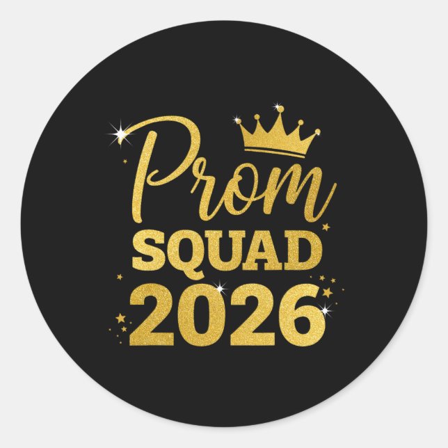 Prom Squad Graduation Cl Of 2026  Classic Round Sticker (Front)
