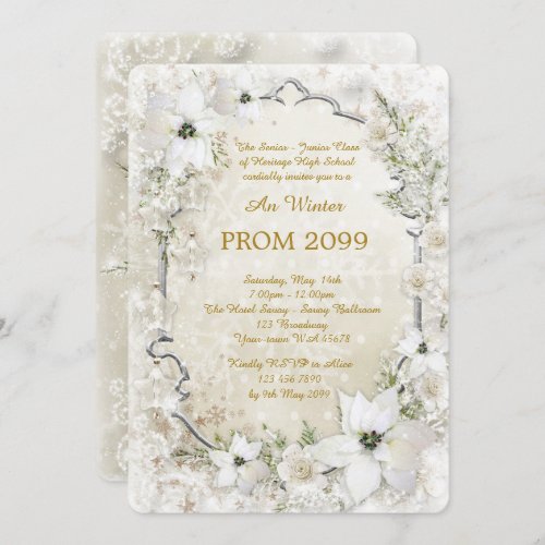 Prom Winter Senior_Junior white Gold silver Invitation