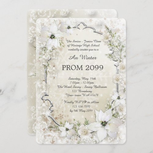 Prom Winter Senior_Junior white silverchic Invitation