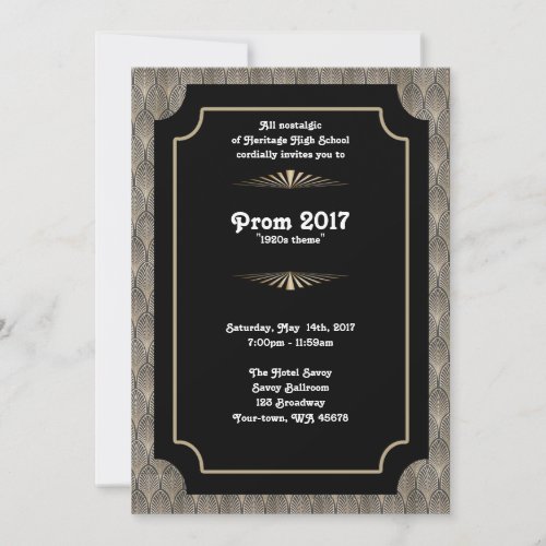 Prom With Theme black and gold great_Gatsby Invitation