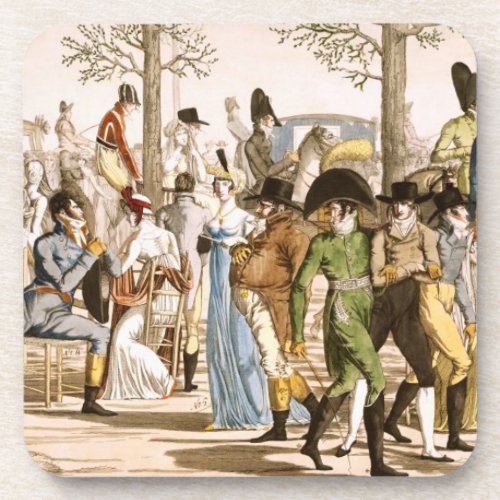 Promenade at Longchamps 1802 engraving Coaster
