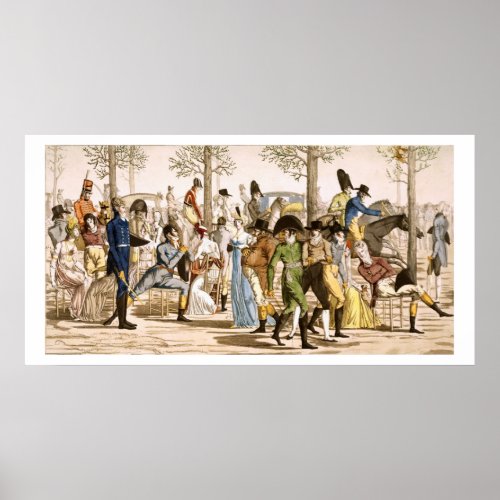 Promenade at Longchamps 1802 engraving Poster
