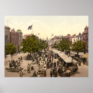 Promenade - Market Day, Taunton, Somerset, England Poster
