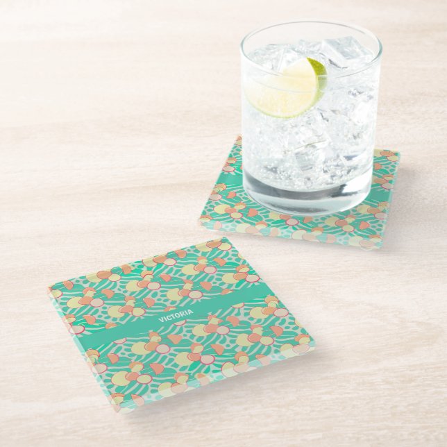 Promenade Pastel Custom Pattern Glass Coaster (Angled)