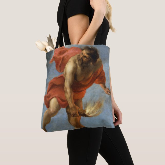 Prometheus Carrying Fire Tote Bag (Close Up)