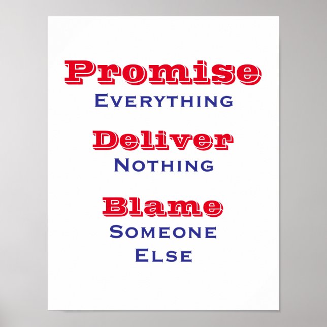 Promise Everything Deliver Nothing Political       Poster (Front)