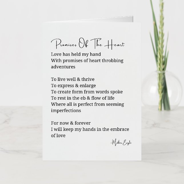 Promises of the heart love poem foil greeting card (Front)