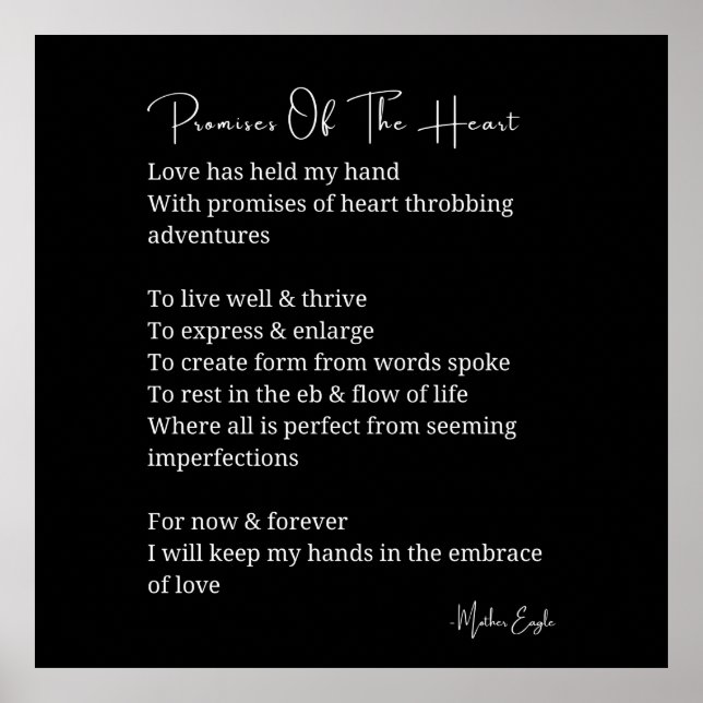 Promises of the heart love poem poster wall art  (Front)