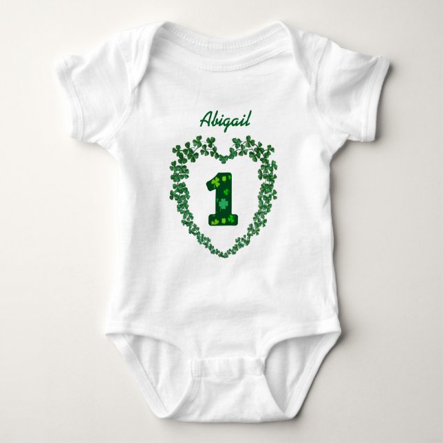 PROMO5 St Patricks Day Lucky 1st Birthday Baby Bodysuit (Front)