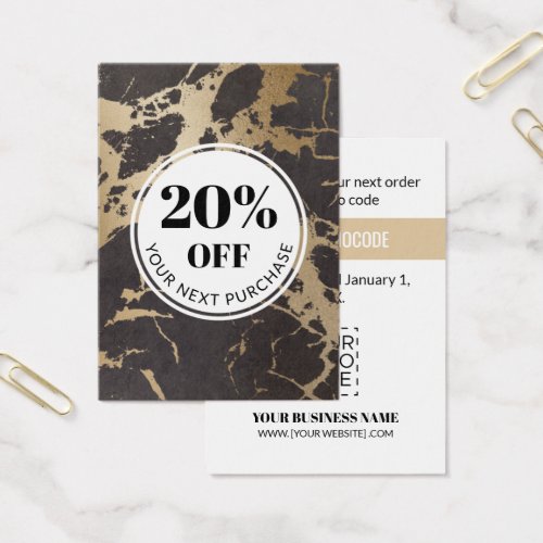 Promo Code Black Gold Marble Discount Cards