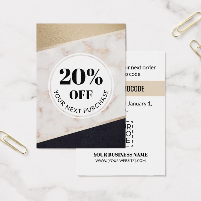 Promo Code Gold Black Color Block Discount Cards (Office)
