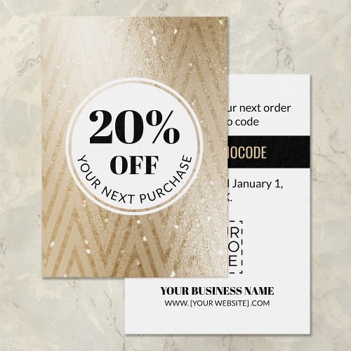 Promo Code Gold Chevron Pattern Discount Cards