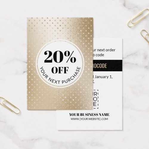 Promo Code Gold Polka Dot Discount Cards