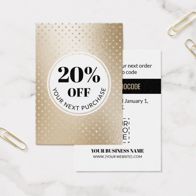 Promo Code Gold Polka Dot Discount Cards (Office)
