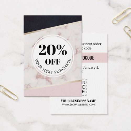 Promo Code Pink Black Color Block Discount Cards
