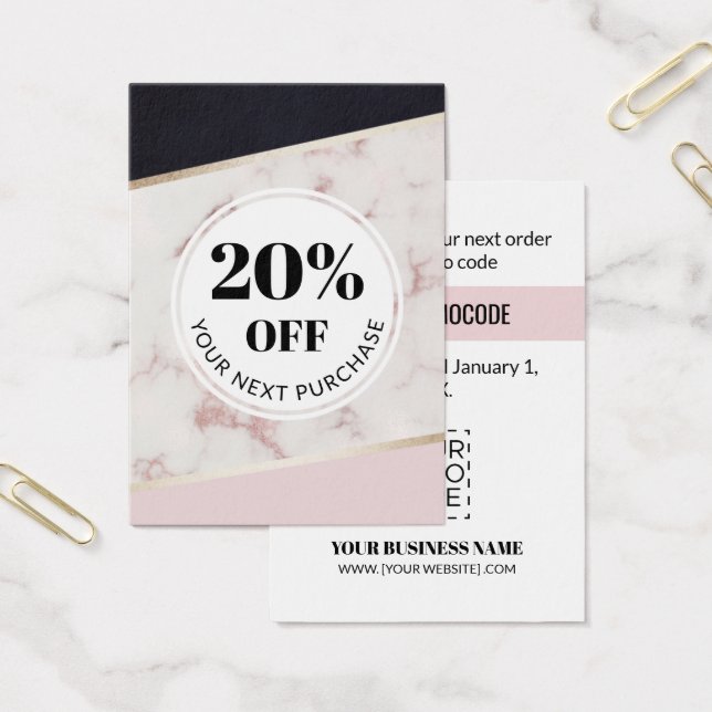 Promo Code Pink Black Color Block Discount Cards (Office)
