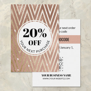 Promo Code Rose Gold Chevron Discount Cards