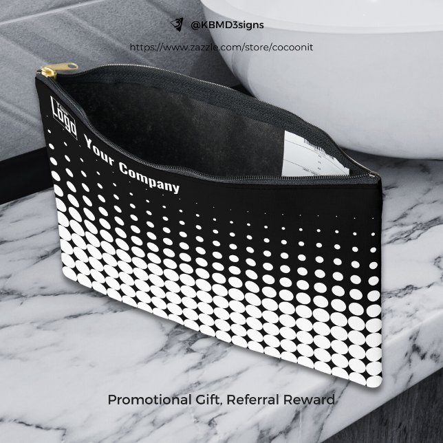 Promo Company Logo Halftone Black & White  Accessory Pouch (Promo Company Logo Halftone Black & White Accessory Pouch)