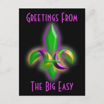 Promo Postcard Glowing Fleur-de-lis New Orleans La by ChatRoomCowboy at Zazzle