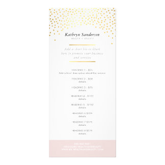 PROMO PRICE SERVICE LIST chic rustic gold confetti Rack Card