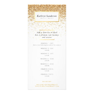 PROMO PRICE SERVICES LIST chic faux gold glitter Rack Card