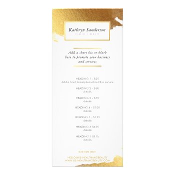 Promo Price Services List Luxe Modern Gilded Gold Rack Card by edgeplus at Zazzle