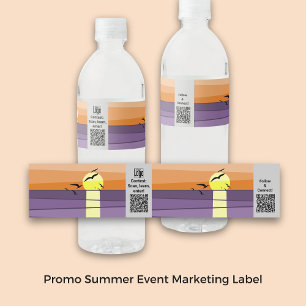 Promo Summer Event Marketing Logo CTA QR Social Water Bottle Label