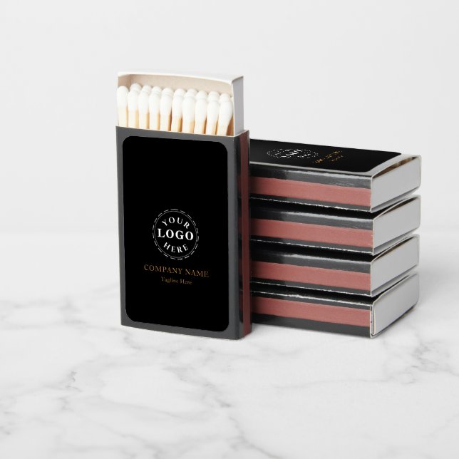 Promote Your Brand with Personalized Solid Black Matchboxes (Stacked)